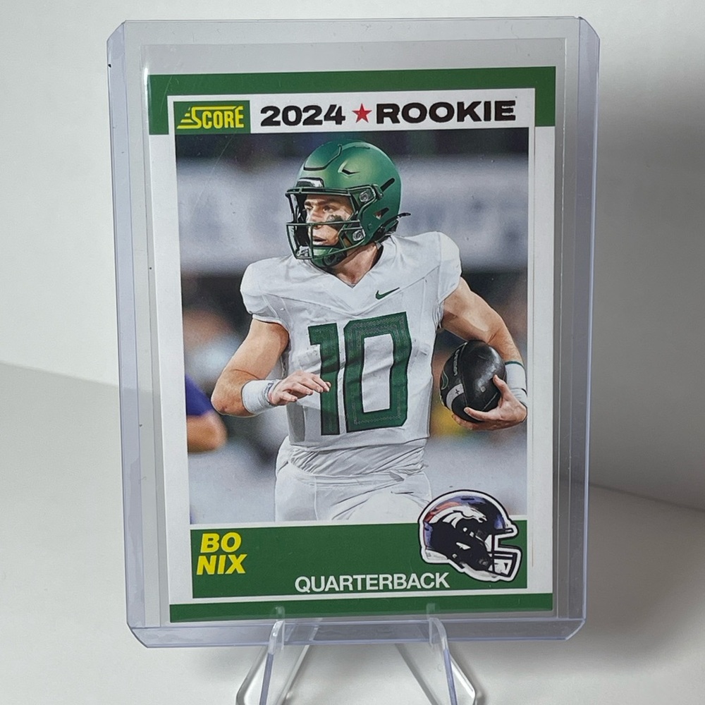 Panini 2024 Rookie Bo Nix Football Card - Blue & Green